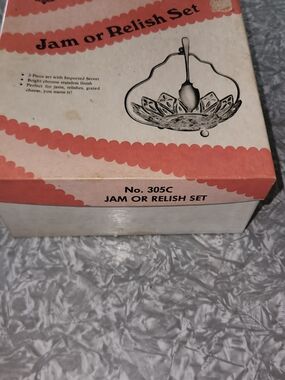 Source Unknown Pink and White Jam or Relish Set Box
